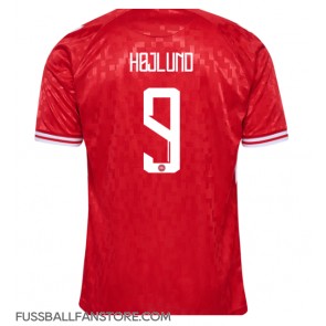 Dänemark Rasmus Hojlund #9 Replik Heimtrikot EM 2024 Kurzarm